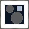 Minimal Blue Gray Abstract Circles And Square Framed Print