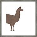 Minimal Llama Silhouette - Scandinavian Nursery Decor - Animal Friends - For Kids Room - Brown Framed Print