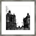 Mission Concepcion Towers In Black And White Framed Print
