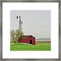 Misty Memories - Windmill And Pumphouse In Barnes County Nd Framed Print