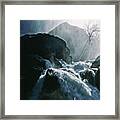 Misty Waterfall Framed Print