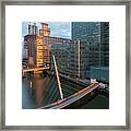 Modern Office Building In The Canary Wharf Financial Centre In The Evening. London United Kingdom Framed Print