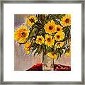 Monets Sunflowers By Anitra Framed Print
