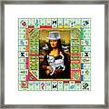 Monopolisa - Mixed Media Pop Art Collage Of Mona Lisa On Old Monopoly Gameboard Framed Print