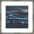 Moody Skies Over The Newport Bridge Framed Print