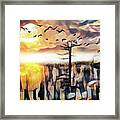 Moon Rise Flight Abstract Painting Framed Print