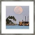 Moon Rise Jupiter Inlet And Pump Barge Framed Print