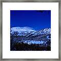 Moonset Over Mammoth Mountain, Mammoth Lakes, California Framed Print