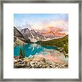 Moraine Lake In Banff National Park, Alberta, Canada. Framed Print