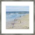 Morning Beach Crowd Framed Print