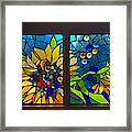 Mosaic Stained Glass - Sunflowers Framed Print