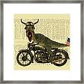 Motorcycle T-rex Framed Print