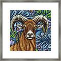 Mouflon Ram Floral Framed Print