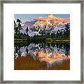 Mount Shuksan Reflecting In Picture Lake At Sunset In Autumn Framed Print