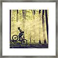 Mountain Bike Riding In The Forest Framed Print