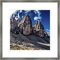 Mountain Formation Tre Cime Di Lavaredo In The Dolomites Of South Tirol In Italy Framed Print