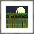 Mountain Lake And Cattails Framed Print