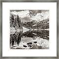Mountain Peak Reflections Of Maroon Bells - Aspen Colorado Sepia Framed Print
