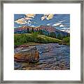 Mountain River Sunset Framed Print