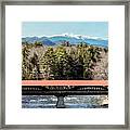 Mt Washington Over The Saco River Covered Bridge Framed Print