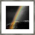Burst Of Hope Through The Darkness, Fantastic Rainbow Across The Hill, Hidden Sense Framed Print