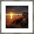 Muskegon Lighthouse Sunset Bright Glow Img_5937 Framed Print