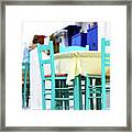 Mykonos Town Cafe Chair Colors In Greece Framed Print