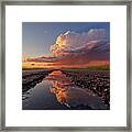 Nd Showing Off #3 - Summer Storm Reflected On Abandoned Highway Puddle Near Churchs Ferry Framed Print