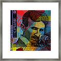 Nikola Tesla Pop Art - 100 Dinar Banknote Framed Print