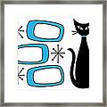 No Background Cat With Oblongs Blue Framed Print