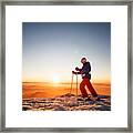 Nordic walking at sunset Framed Print