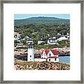 Nubble Light And Mt Agamenticus Framed Print
