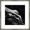 Nude Curled On A Rock Framed Print