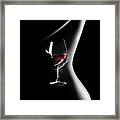 Nude Woman Red Wine 3v2 Framed Print