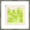 Ny Cattaraugus County Vector Map Green Framed Print