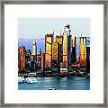Nyc At Sundown With Fireboat Display Framed Print