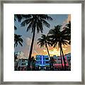 Ocean Drive In South Beach Miami At Sunset Framed Print