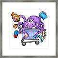 Octopus And Shopping Cart Framed Print