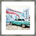 Old Classic Car On Cuba City Street Framed Print