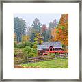 Old Guildhall Grist Mill And Vermont Fall Foliage Framed Print