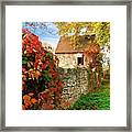 Old House And Stone Fence In Autumn Framed Print