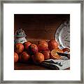 Old Maestra Blood Oranges And French Faience Pottery Framed Print