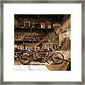 Old Motorcycle Shop Framed Print
