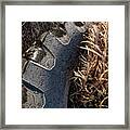 Old Tractor Tire In Tall Grass Framed Print