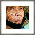 Old Vietnamese Lady With The Conical Hat Framed Print