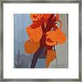 Orange Cana Flower Botanical Abstract Framed Print