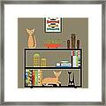 Orange Tabby Cats On Bookcase Framed Print