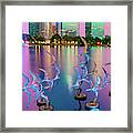 Orlando Florida Skyline And Lake Eola Park Sunset Framed Print