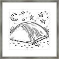 Outdoor Tent And Starry Sky Drawing Framed Print