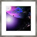 Outer Space Giant Planet And Moons Framed Print